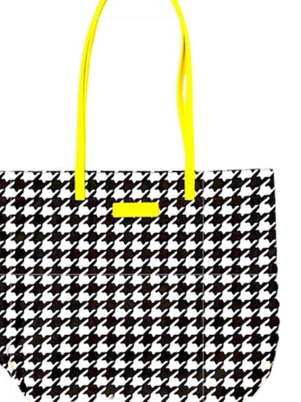 Vera Bradley Hello Yellow Midnight Houndstooth Water Repellent Tote Bag